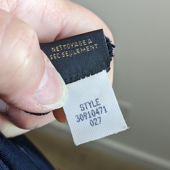 𝅺FINE Knit Navy Blue Short Sleeve Sweater M Striped Top - Picture 12 of 12